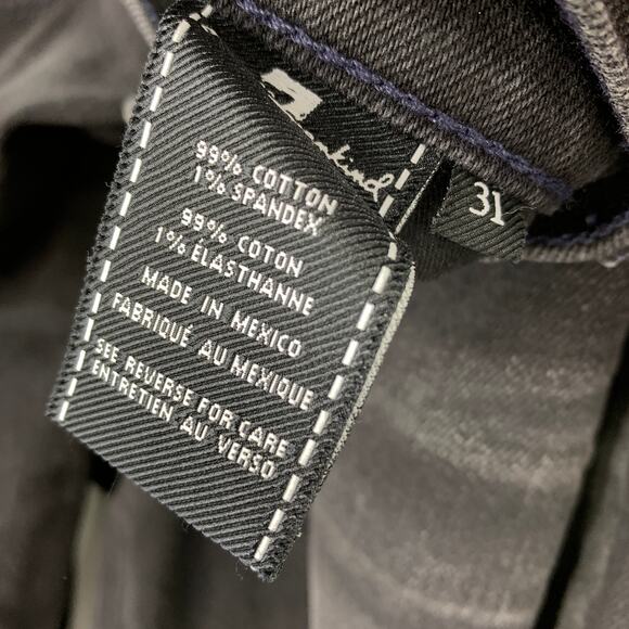 7 For All Mankind Adrien Jeans Mens Size 31 X 33 Black Washed Denim Side Stripe - Picture 7 of 7